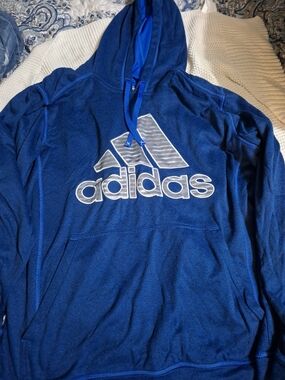 Adidas Men's Blue Pullover Hoodie with Logo